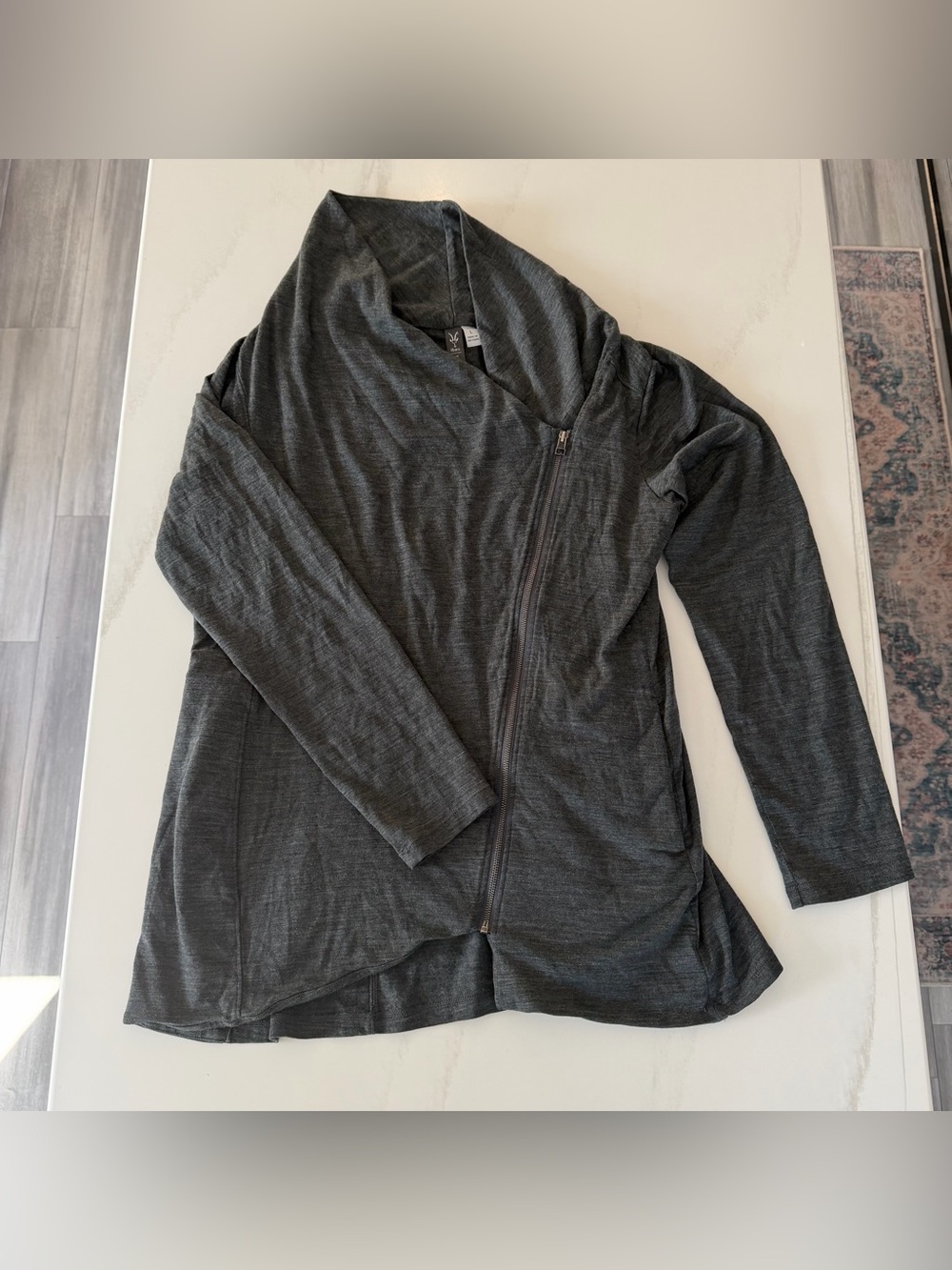 Ibex Asym Zip Cowl Neck Sweater - 100% Merino Wool Women’s Large